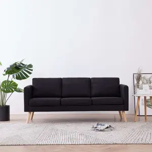 vidaXL Canapé à 3 places Tissu Noir pas cher
