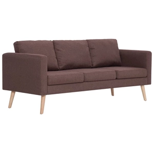 vidaXL Canapé à 3 places Tissu Marron pas cher