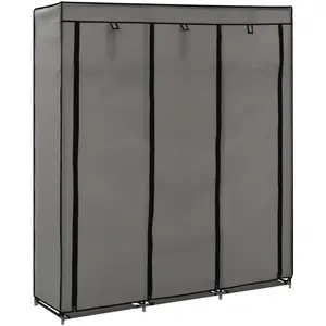 Comparateur de prix : vidaXL Armoire avec compartiments et barres Gris 150x45x175 cm Tissu
