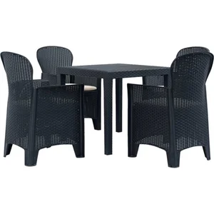 vidaXL Ensemble à dîner 5 pcs Plastique Anthracite Aspect de rotin pas cher