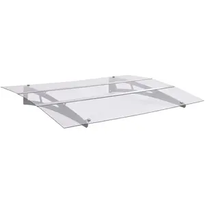 vidaXL Auvent de porte argent et transparent 150x90 cm PET pas cher