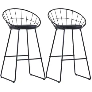vidaXL Chaises de bar lot de 2 noir similicuir pas cher