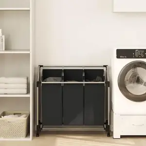 Comparateur de prix : vidaXL Trieuse à linge avec 3 sacs Noir Acier