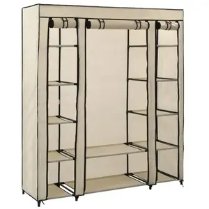 vidaXL Armoire avec compartiments et tiges Crème 150x45x176 cm Tissu pas cher