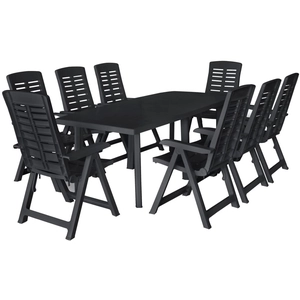 vidaXL Ensemble de salle à manger de jardin 9 pcs Plastique Anthracite pas cher