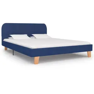 vidaXL Cadre de lit Bleu Tissu 140 x 200 cm pas cher