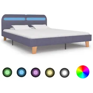 vidaXL Cadre de lit avec LED Gris clair Tissu 160 x 200 cm pas cher