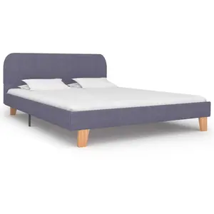 vidaXL Cadre de lit Gris clair Tissu 140 x 200 cm pas cher