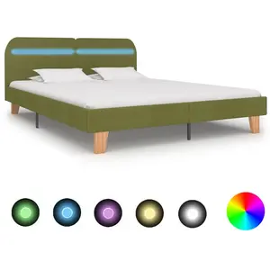 vidaXL Cadre de lit avec LED Vert Tissu 160 x 200 cm pas cher
