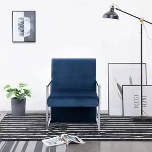 Comparateur de prix : Fauteuil avec pieds en chrome Bleu Velours Vidaxl Blue