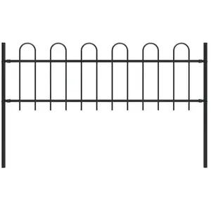 vidaXL Clôture de jardin avec dessus en cerceau Acier 1,7 m Noir pas cher