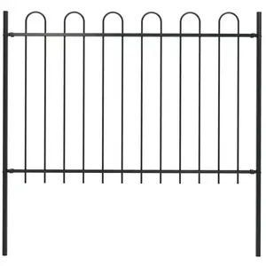 vidaXL Clôture de jardin avec dessus en cerceau Acier 1,7 m Noir pas cher