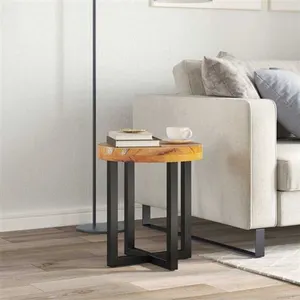 vidaXL Table basse 40 x 45 cm Bois de teck massif et polyrésine pas cher