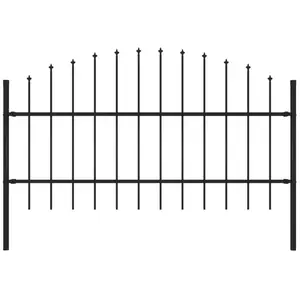 vidaXL Clôture de jardin à dessus en lance Acier (0,75-1)x1,7 m Noir pas cher