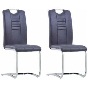 vidaXL Chaises à manger cantilever lot de 2 gris similicuir daim pas cher