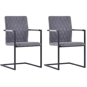 vidaXL Chaises à manger cantilever lot de 2 gris foncé similicuir pas cher