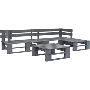 vidaXL Salon de jardin palette 4 pcs Bois Gris pas cher