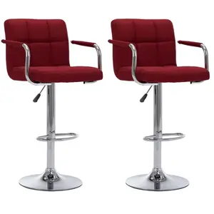 vidaXL Chaises de bar lot de 2 bordeaux tissu pas cher