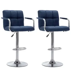 vidaXL Vidaxl Chaises De Bar Lot De 2 Bleu Tissu pas cher