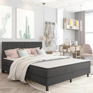 vidaXL Tête de lit touffetée Gris foncé Tissu 180x200 cm pas cher