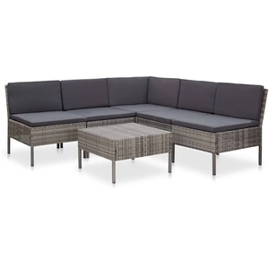 vidaXL Salon de jardin 6 pcs avec coussins Résine tressée Gris pas cher