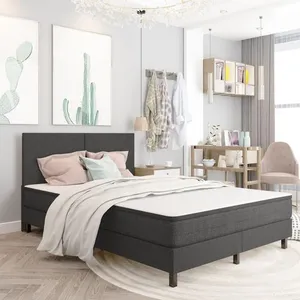 vidaXL Sommier à lattes de lit Gris Tissu 180x200 cm pas cher