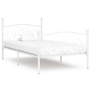 vidaXL Cadre de lit et sommier à lattes Blanc Métal 90 x 200 cm pas cher