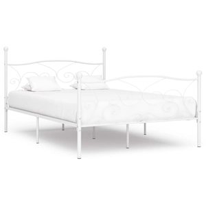 Comparateur de prix : vidaXL Cadre de lit et sommier à lattes Blanc Métal 140 x 200 cm