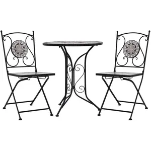 vidaXL Mobilier de bistro 3 pcs mosaïque Carreaux céramiques Gris pas cher