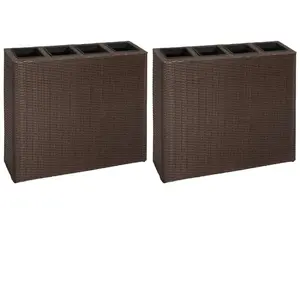 Comparateur de prix : vidaXL Lits surélevés de jardin et 4 pots 2 pcs Résine tressée Marron