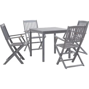 vidaXL Mobilier à dîner de jardin 5 pcs Bois d'acacia massif Gris pas cher