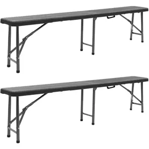 Comparateur de prix : vidaXL Bancs de jardin pliables lot de 2 180 cm PEHD Noir
