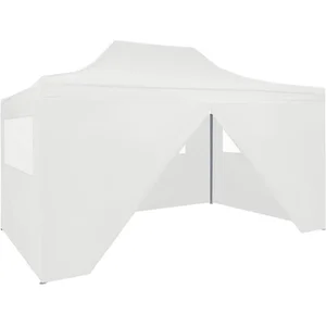 vidaXL Tente pliable de réception avec 4 parois 3 x 4,5 m Blanc pas cher