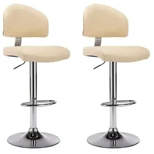 vidaXL Tabourets de bar lot de 2 crème similicuir pas cher