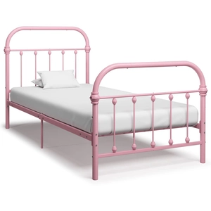 vidaXL Cadre de lit Rose Métal 90 x 200 cm pas cher