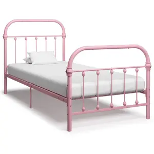 vidaXL Cadre de lit Rose Métal 100 x 200 cm pas cher