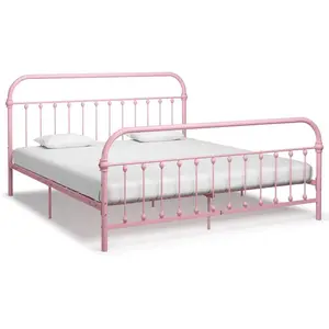 vidaXL Cadre de lit Rose Métal 180 x 200 cm pas cher
