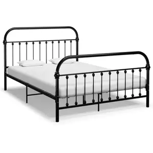 vidaXL Cadre de lit sans matelas et tête de lit noir 160x200 cm métal pas cher