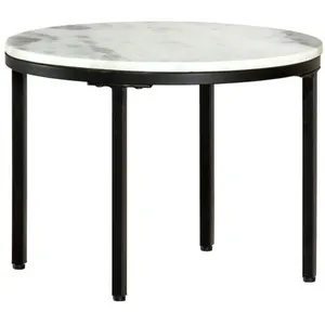 vidaXL Table basse Blanc et noir Ø50 cm Marbre solide véritable pas cher