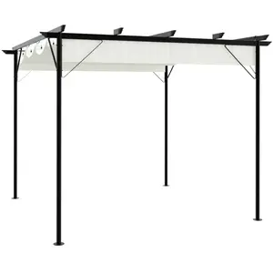 Comparateur de prix : vidaXL Pergola avec toit rétractable Blanc crème 3 x 3 m Acier