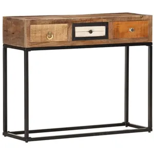 vidaXL Table console Doré 90x30x75 cm Bois de récupération massif pas cher