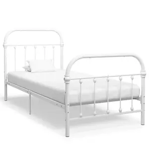 Comparateur de prix : vidaXL Cadre de lit Blanc Métal 90 x 200 cm