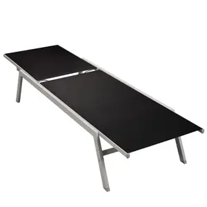 vidaXL Chaise longue Acier et textilène Noir pas cher