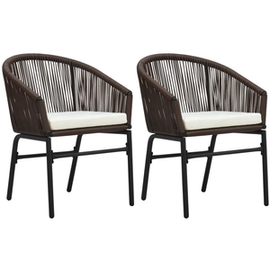 vidaXL Vidaxl Chaises De Jardin 2 Pcs Marron Rotin Pvc pas cher