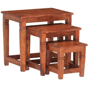 vidaXL Tables gigognes 3 pcs Bois d'acacia massif pas cher