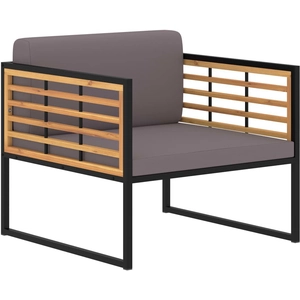 vidaXL Chaises de jardin et coussins 2 pcs Bois d'acacia Gris foncé pas cher