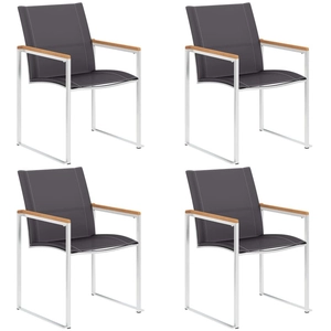 vidaXL Chaises de jardin 4 pcs Textilène et acier inoxydable Gris pas cher