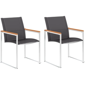 Vidaxl - Chaises de jardin 2 pcs Textilène et acier inoxydable Gris n/a pas cher