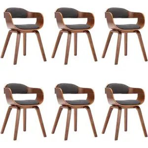 Comparateur de prix : vidaXL Chaises à manger lot de 6 gris foncé tissu et bois courbé