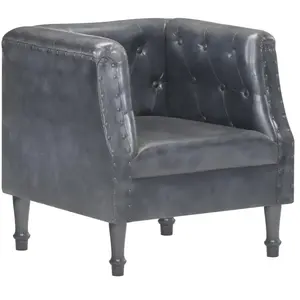 vidaXL Fauteuil Gris Cuir véritable pas cher